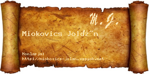 Miokovics Jolán névjegykártya